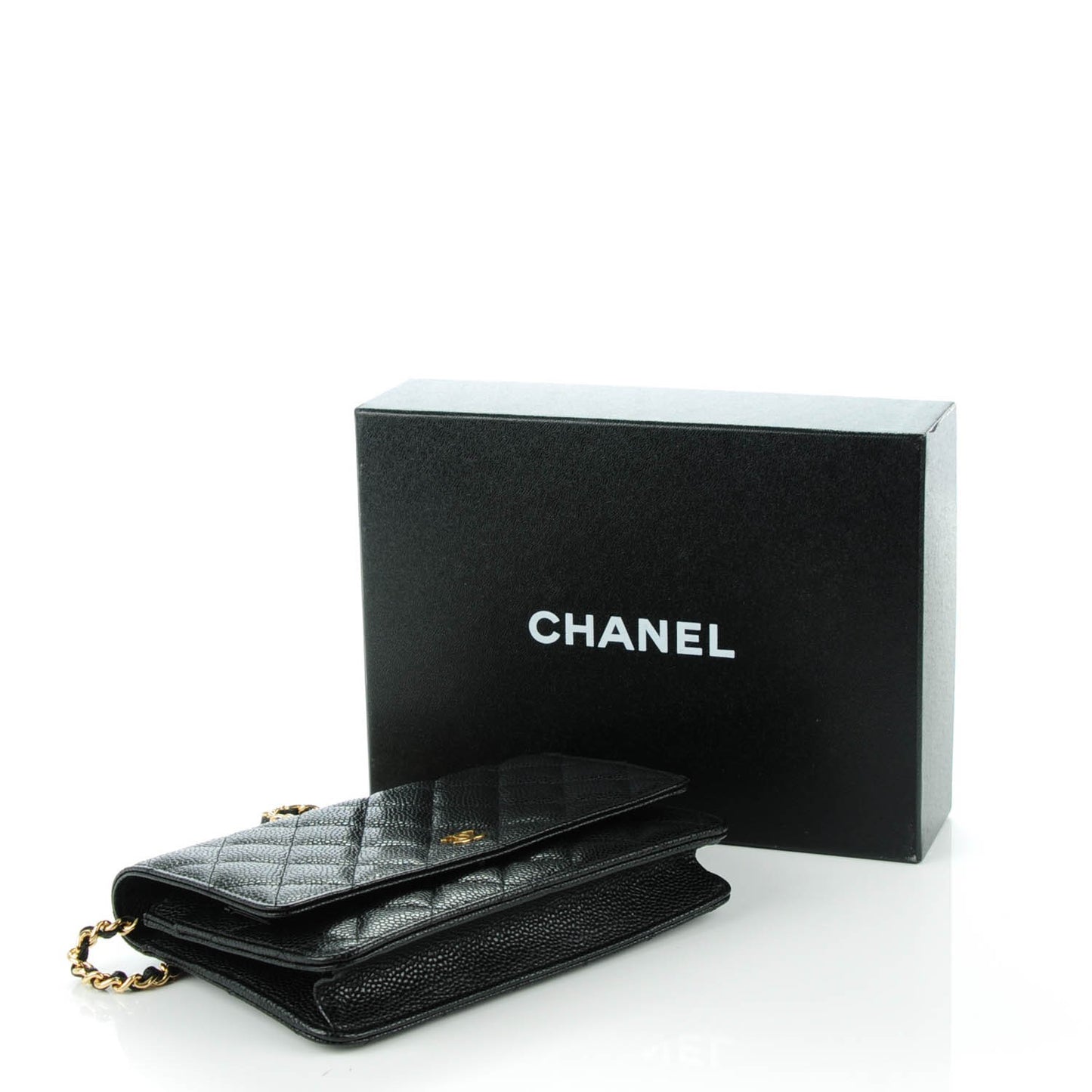 Caviar Quilted Wallet On Chain WOC Black
