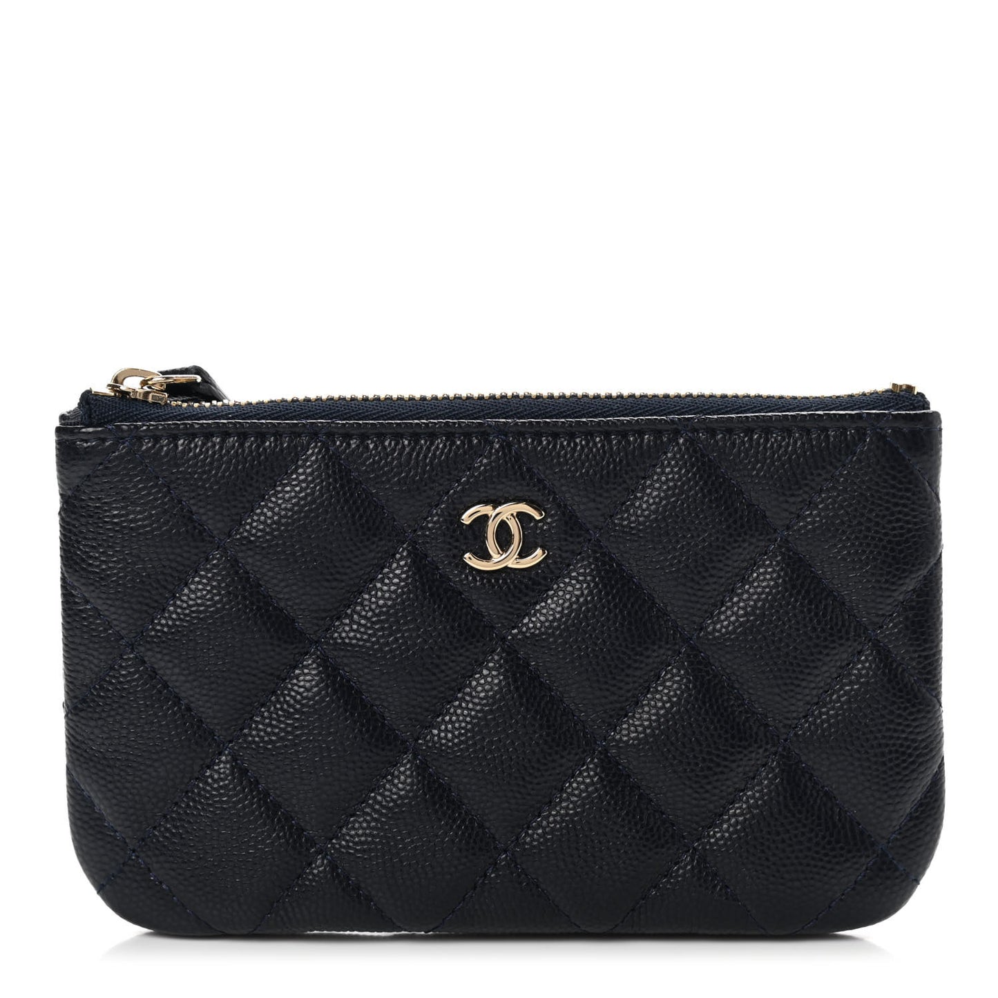 Caviar Quilted Small Cosmetic Case Navy