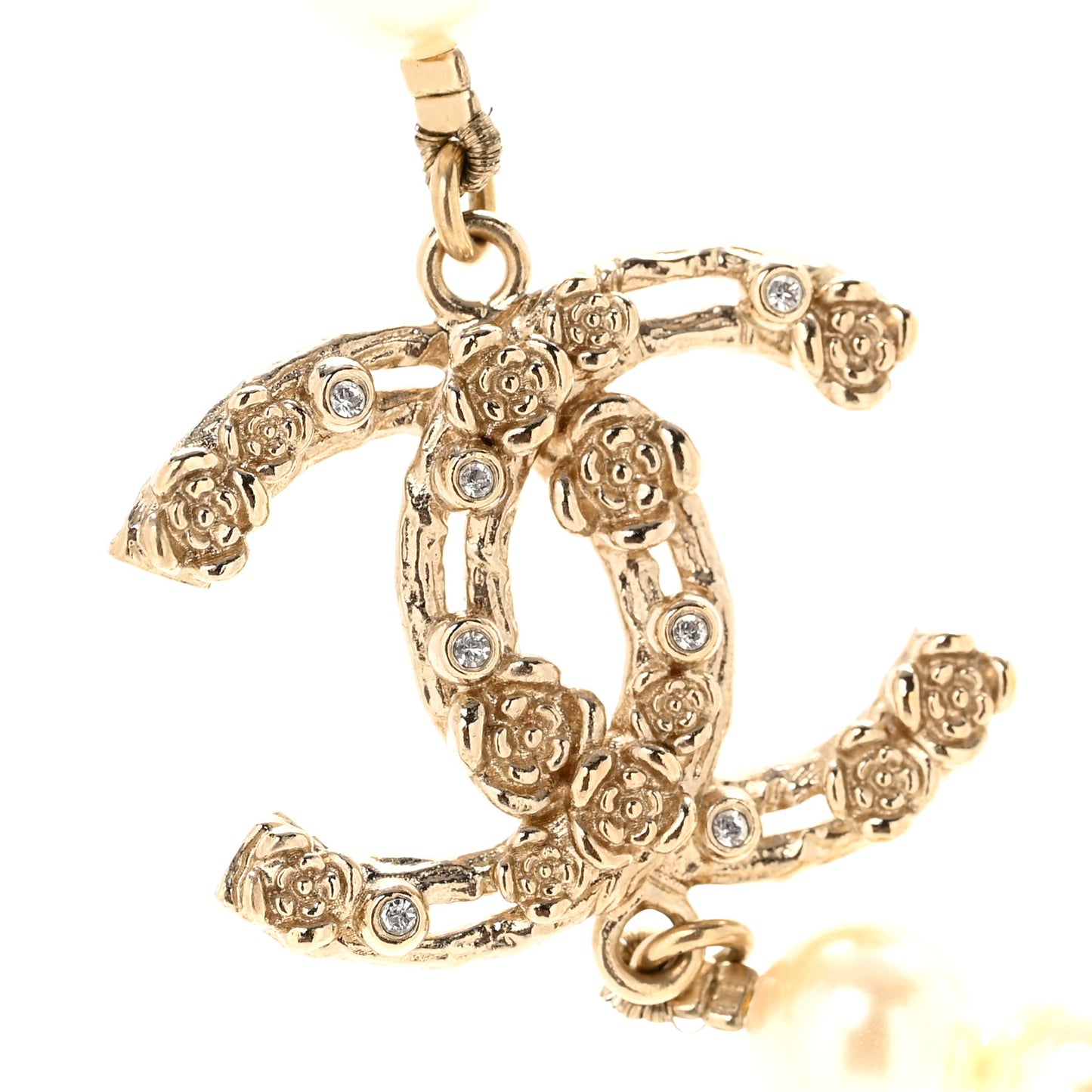 Pearl Crystal CC Choker Necklace Gold