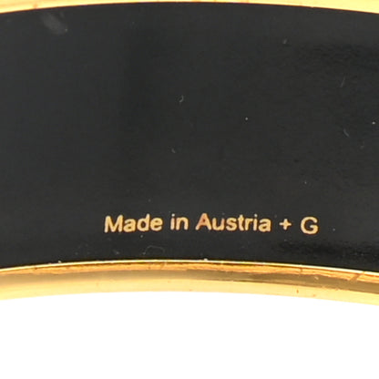 Hermes Enamel Printed Handwriting Wide Bracelet 65 Black 5 of 5