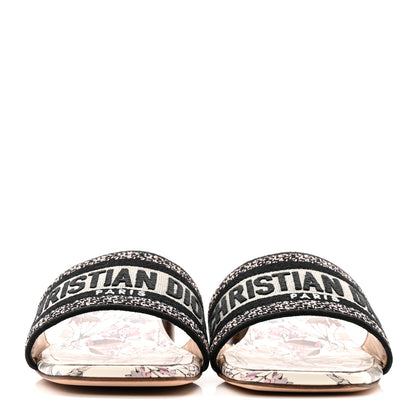 Christian Dior Canvas Embroidered D-Floral Dway 35mm Slide Sandals 39.5 White Multicolor 3 of 10