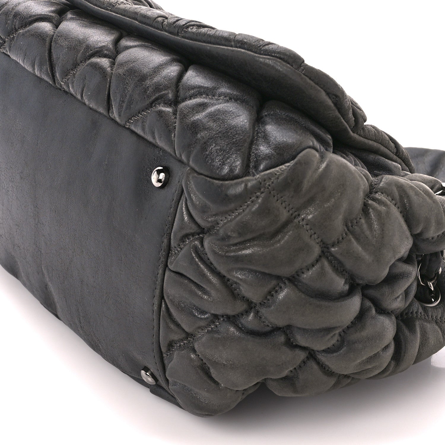 Chanel Calfskin Bubble Quilt Accordion Flap Grey 11 of 11