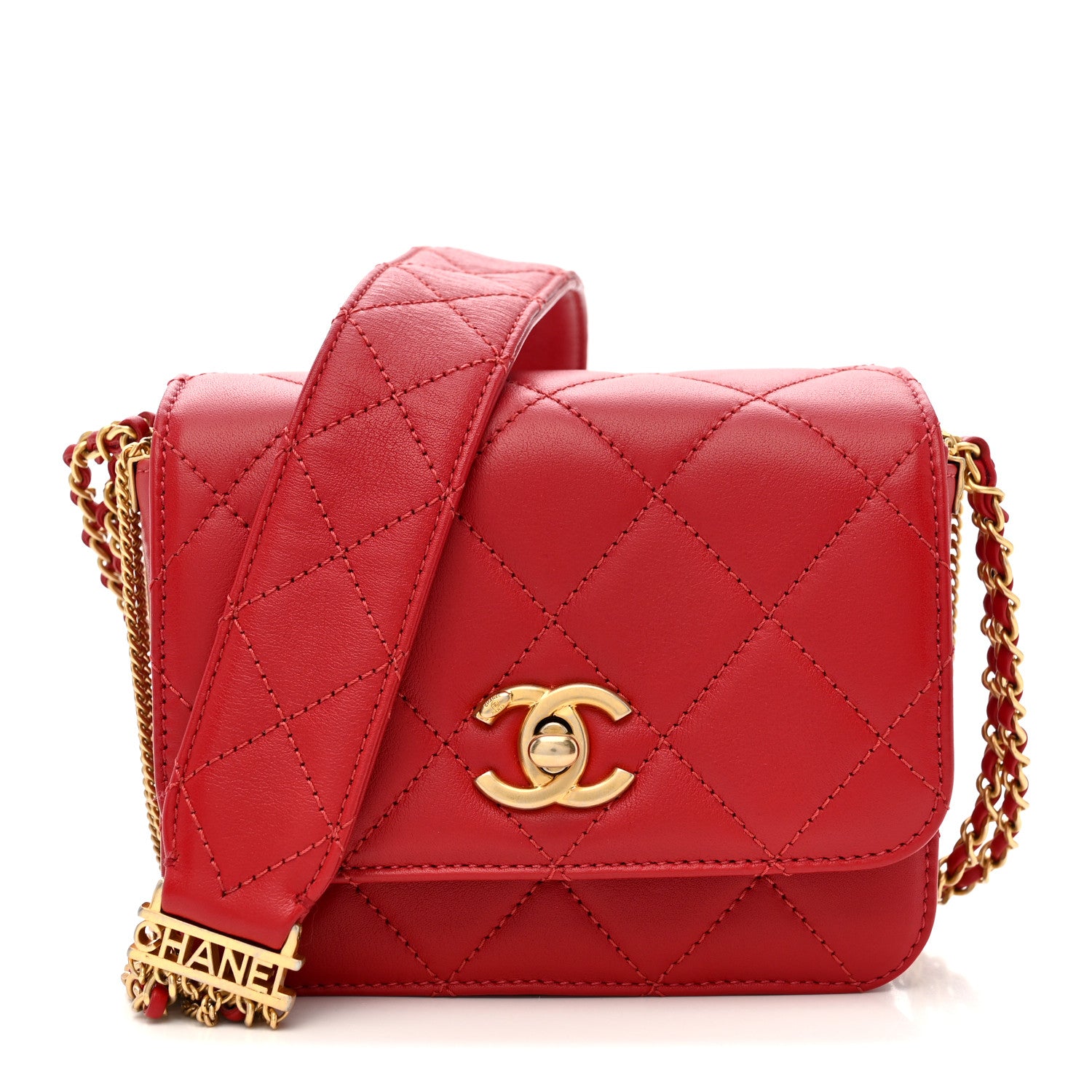Chanel Lambskin Quilted Small Multiple Chain Flap Red 1 of 10