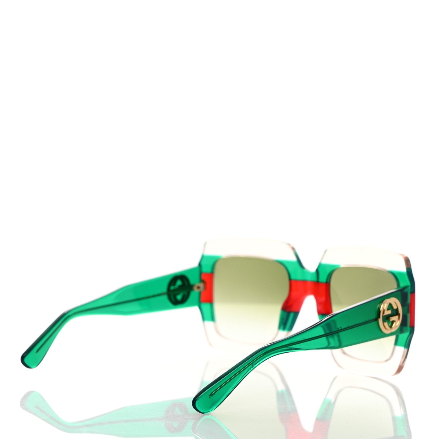 Gucci Square Web Frame GG0178S Sunglasses Green Red 4 of 7
