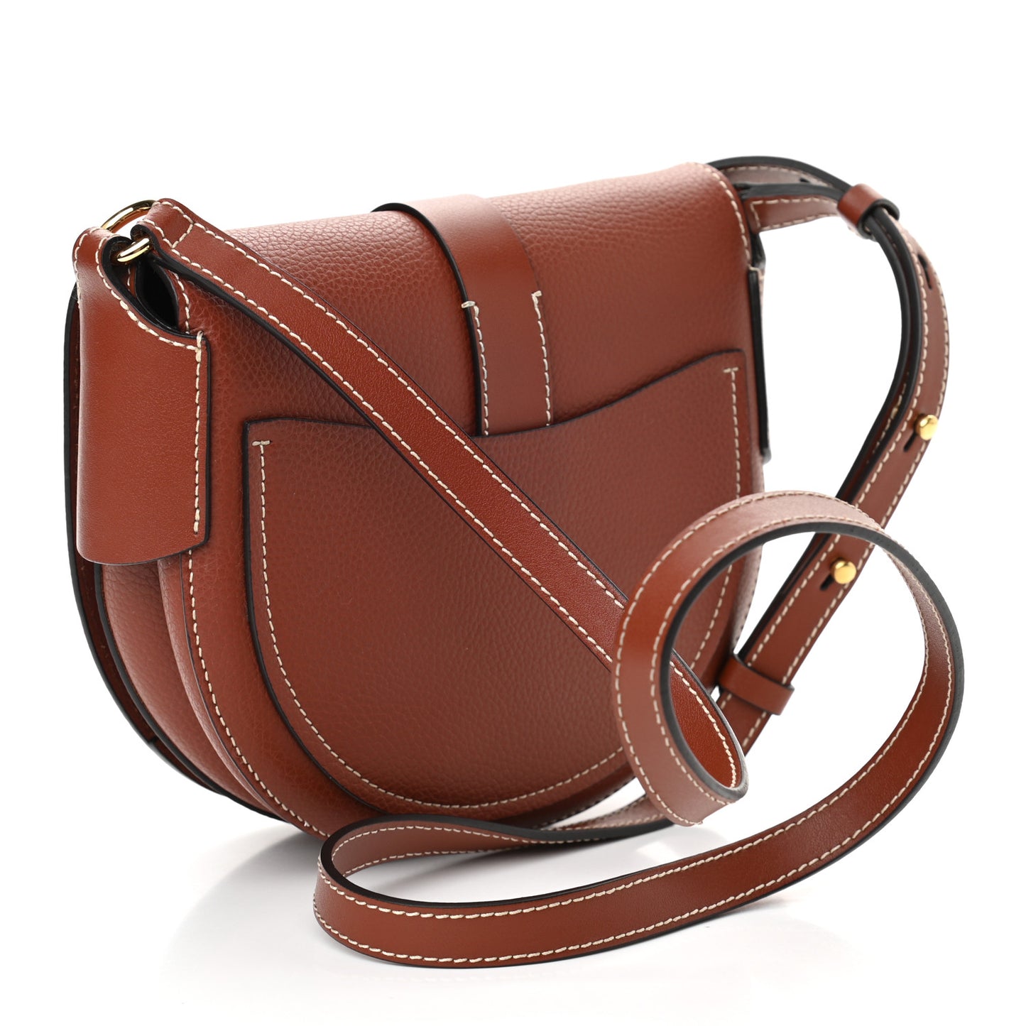 Grained Calfskin Small Darryl Saddle Crossbody Bag Sepia Brown