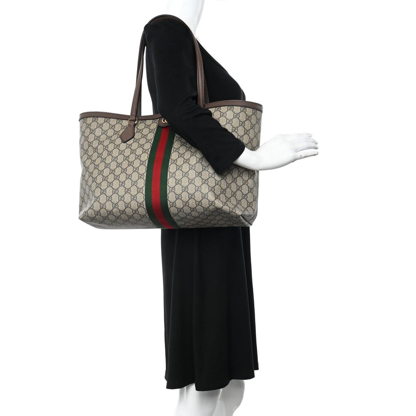 GG Supreme Monogram Medium Ophidia Shopping Tote Brown