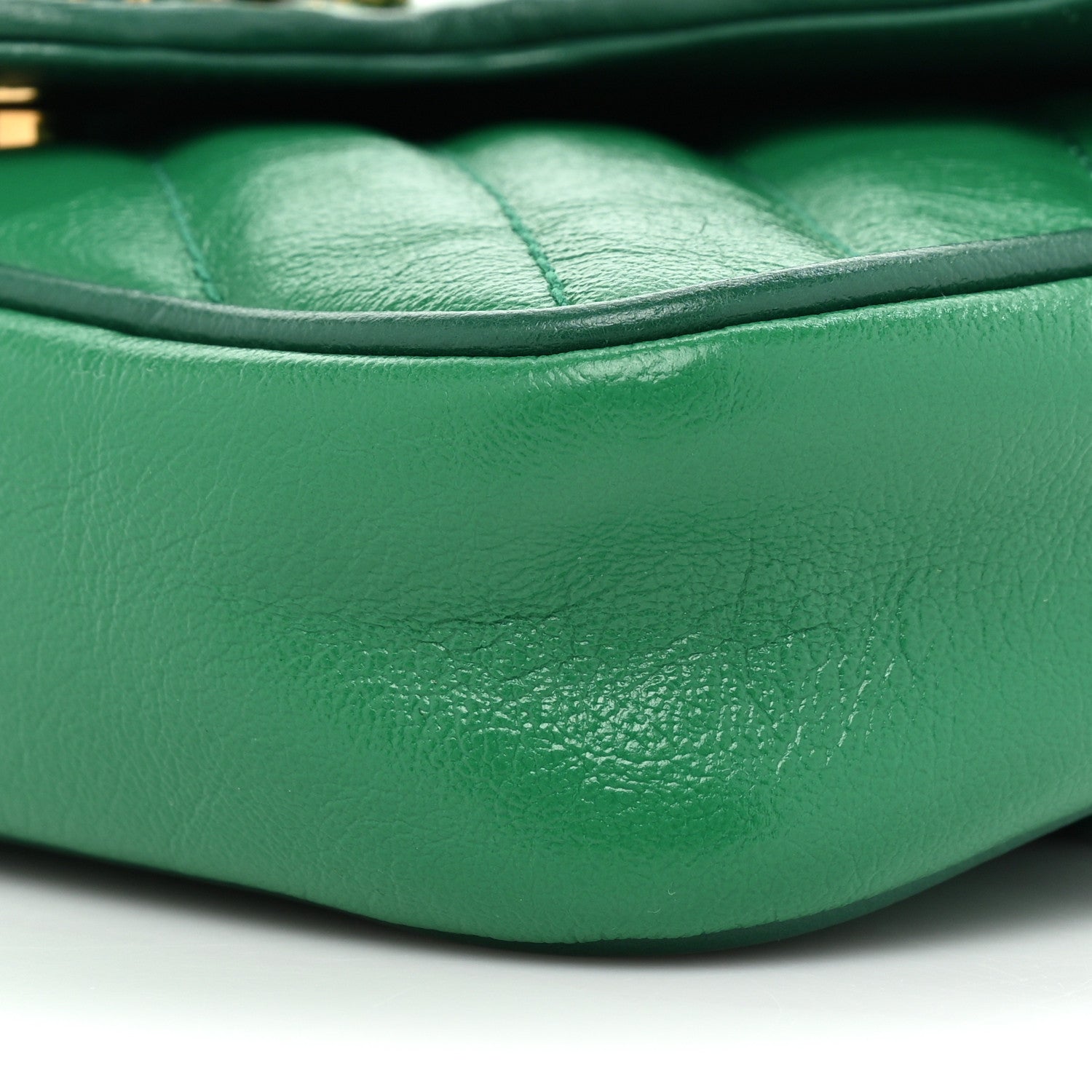 Gucci Azalea Calfskin Enamel Matelasse Diagonal Super Mini Torchon GG Marmont Shoulder Bag New Shamarock Emerald 8 of 9