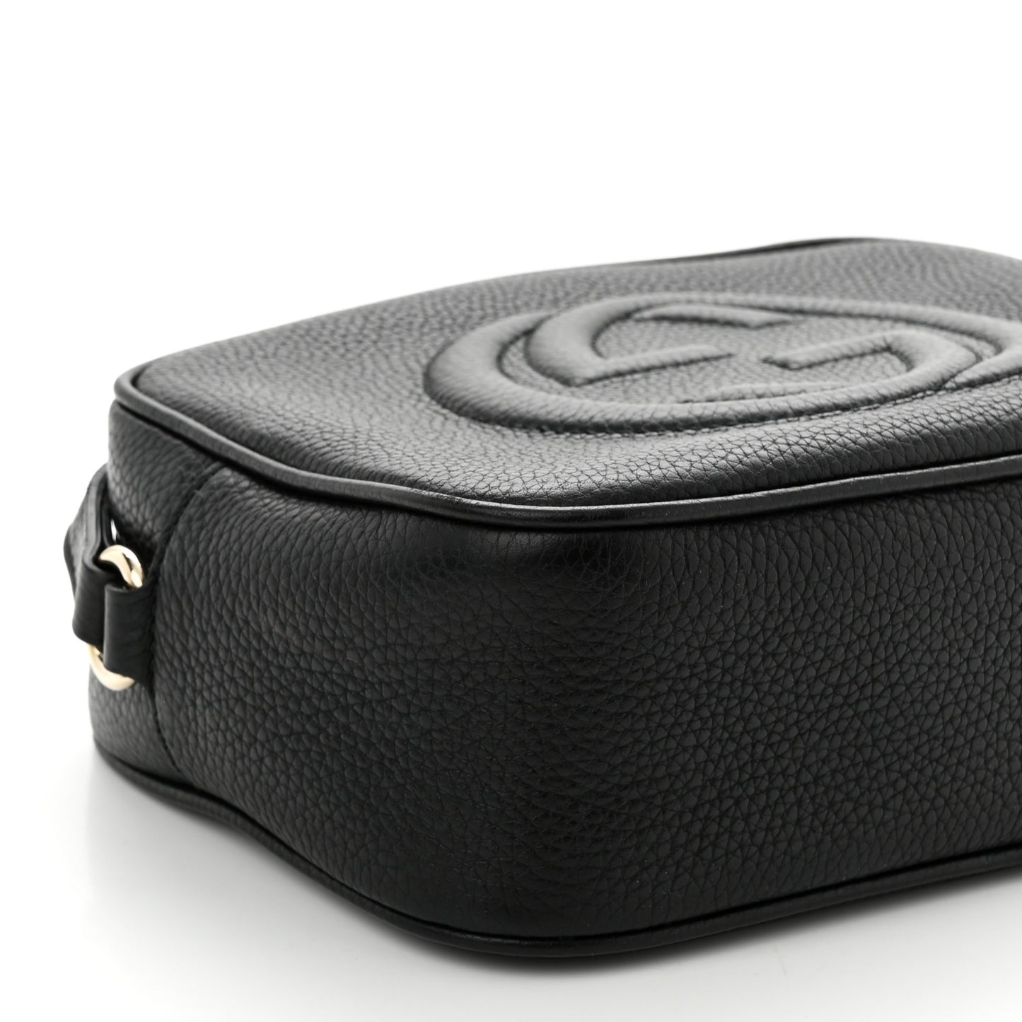Pebbled Calfskin Small Soho Disco Bag Black