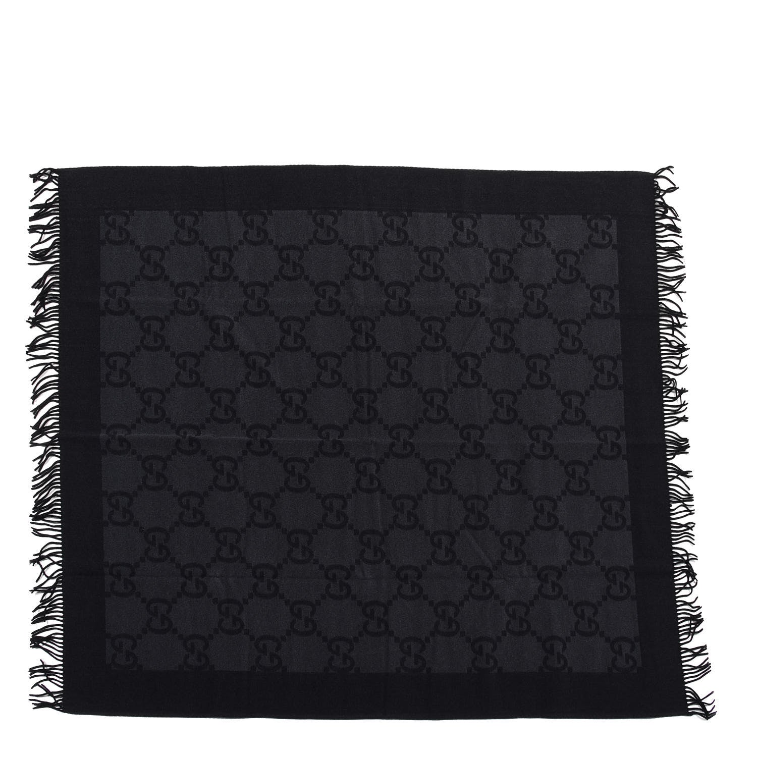 Gucci Wool Cashmere GG Monogram Blanket Grey Black 1 of 3