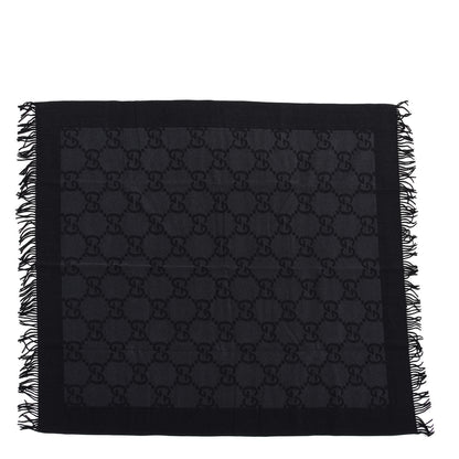 Gucci Wool Cashmere GG Monogram Blanket Grey Black 1 of 3