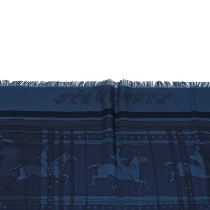 Hermes Cashmere Silk Imprimeur Fou Sequences Shawl 140 Bleu Violine Bleu Nuit 3 of 5