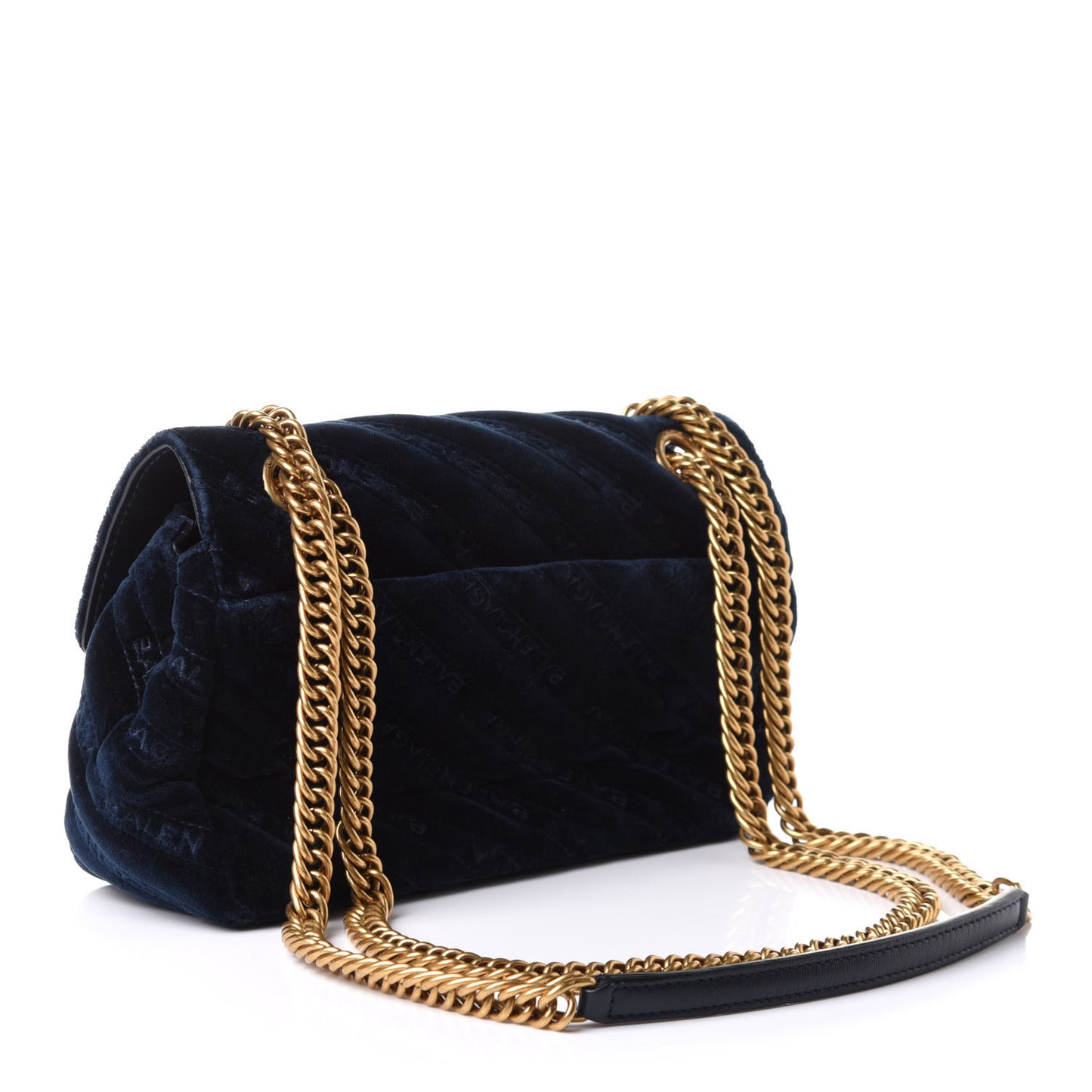 Velvet Logo Matelasse BB Chain Wallet Navy