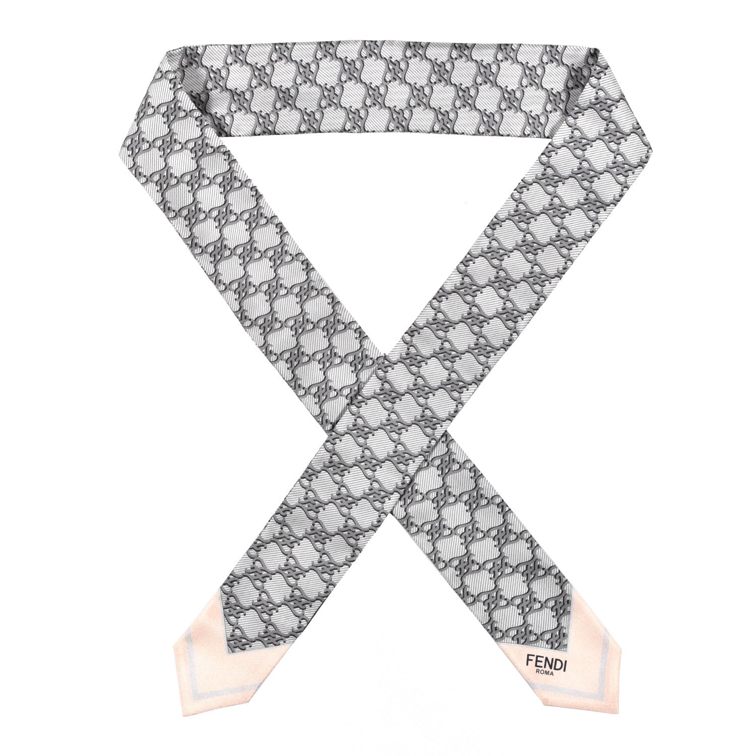 Fendi Silk FF Karligraphy Wrappy Bandeau Grey 1 of 3