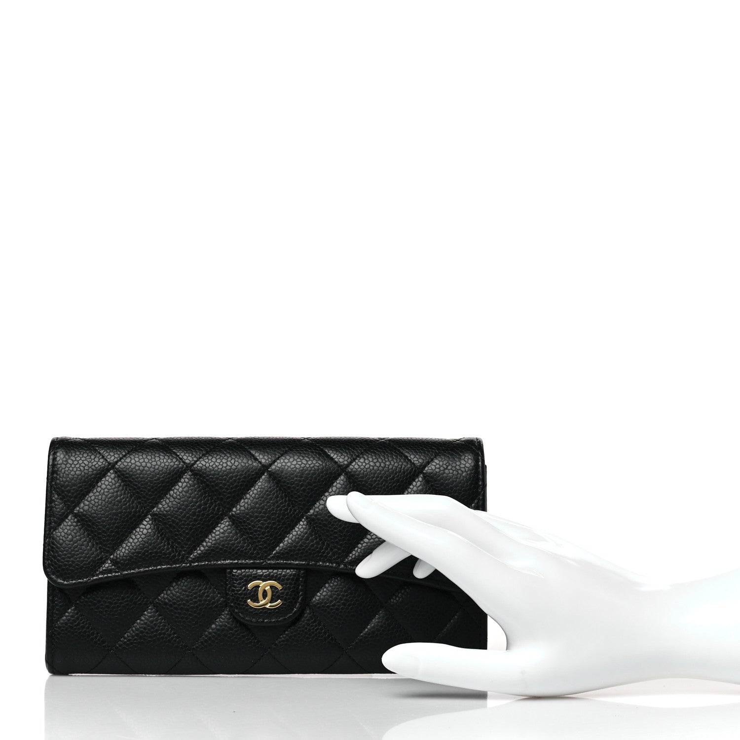 Chanel Caviar Quilted Long Flap Wallet Black 2 of 8