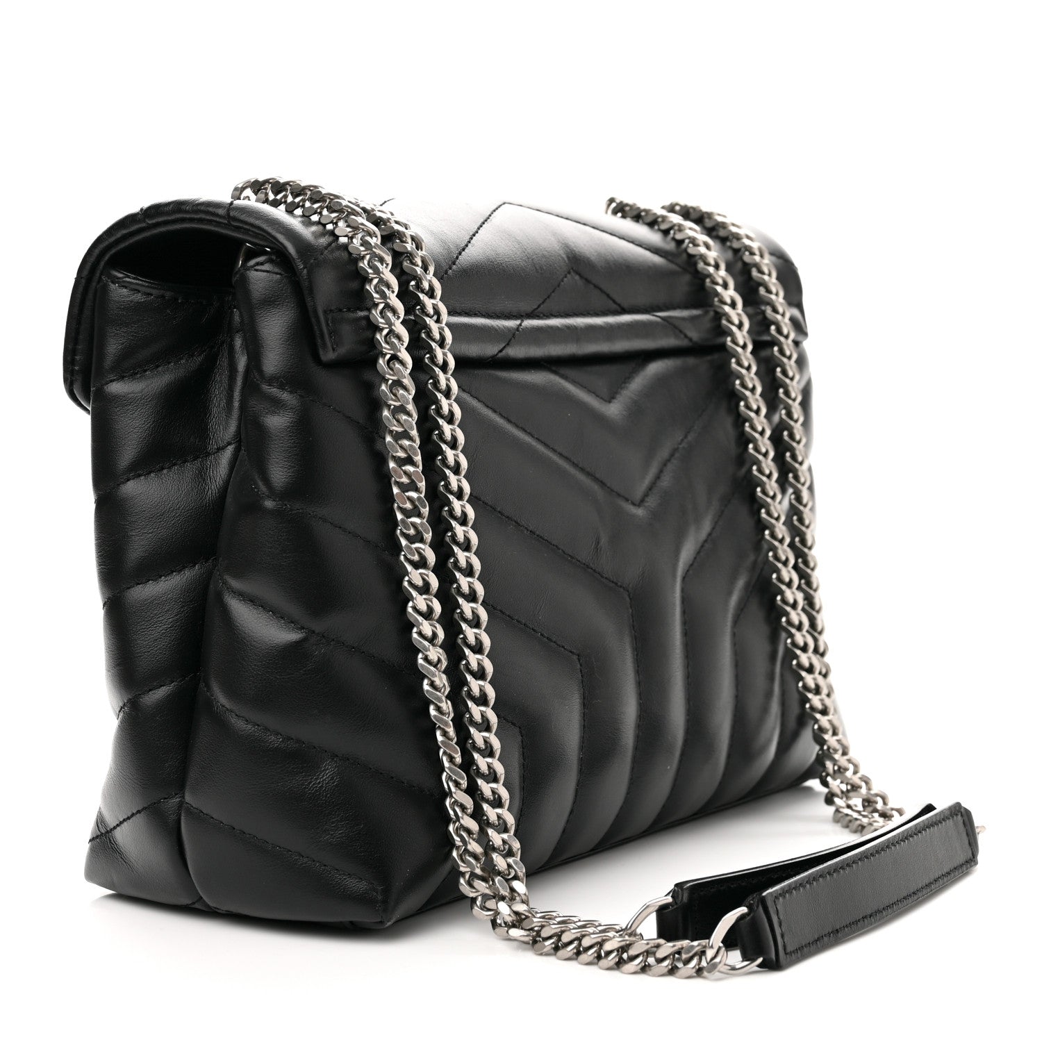 Saint Laurent Calfskin Y Quilted Monogram Small Loulou Chain Satchel Black 3 of 10