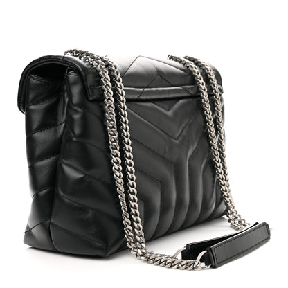 Saint Laurent Calfskin Y Quilted Monogram Small Loulou Chain Satchel Black 3 of 10