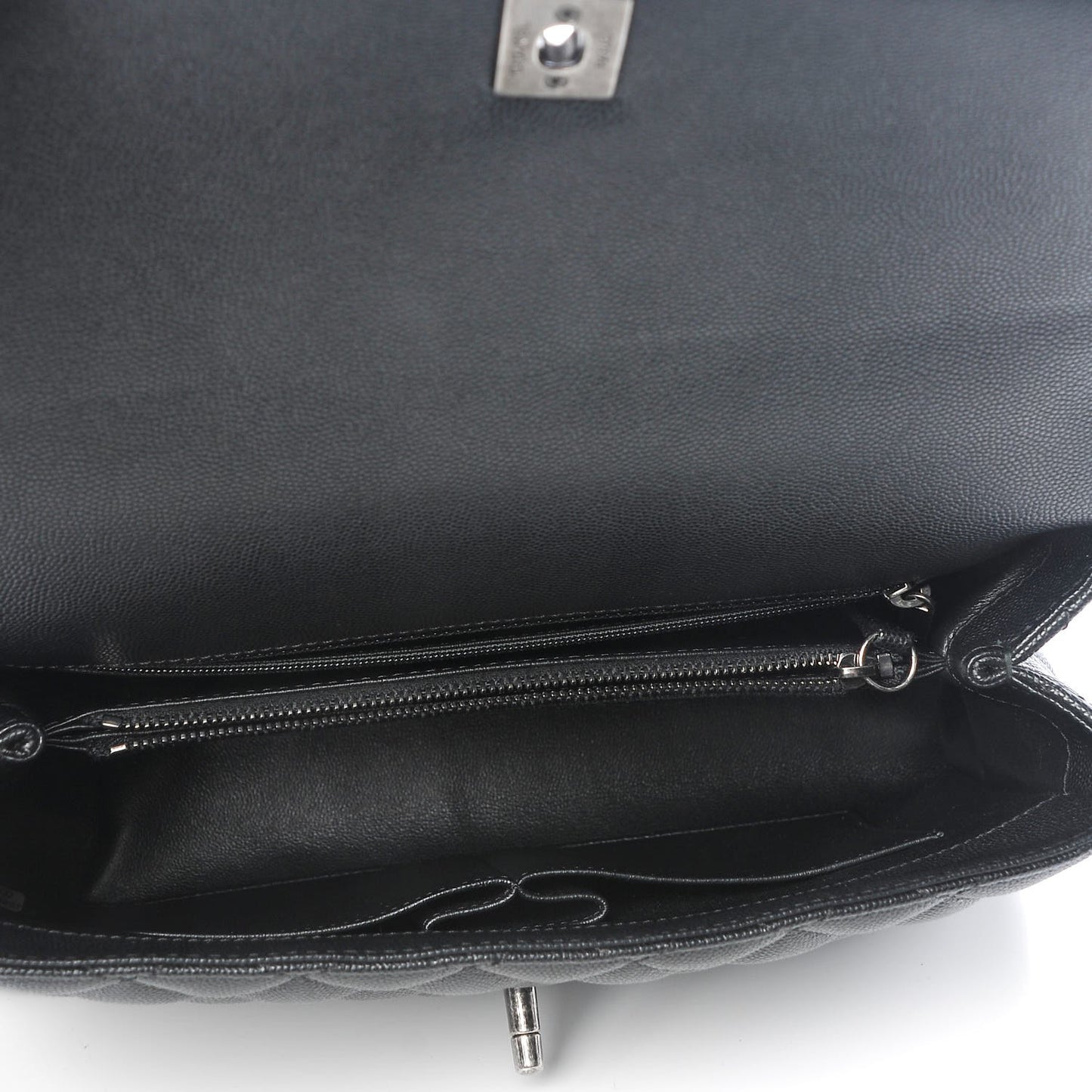 Caviar Lizard Quilted Small Coco Handle Flap Black