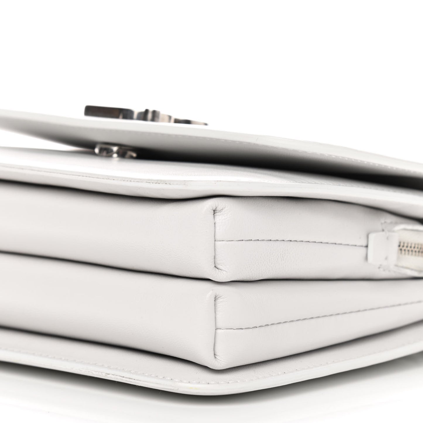 Shiny Box Calfskin Small B Bag White