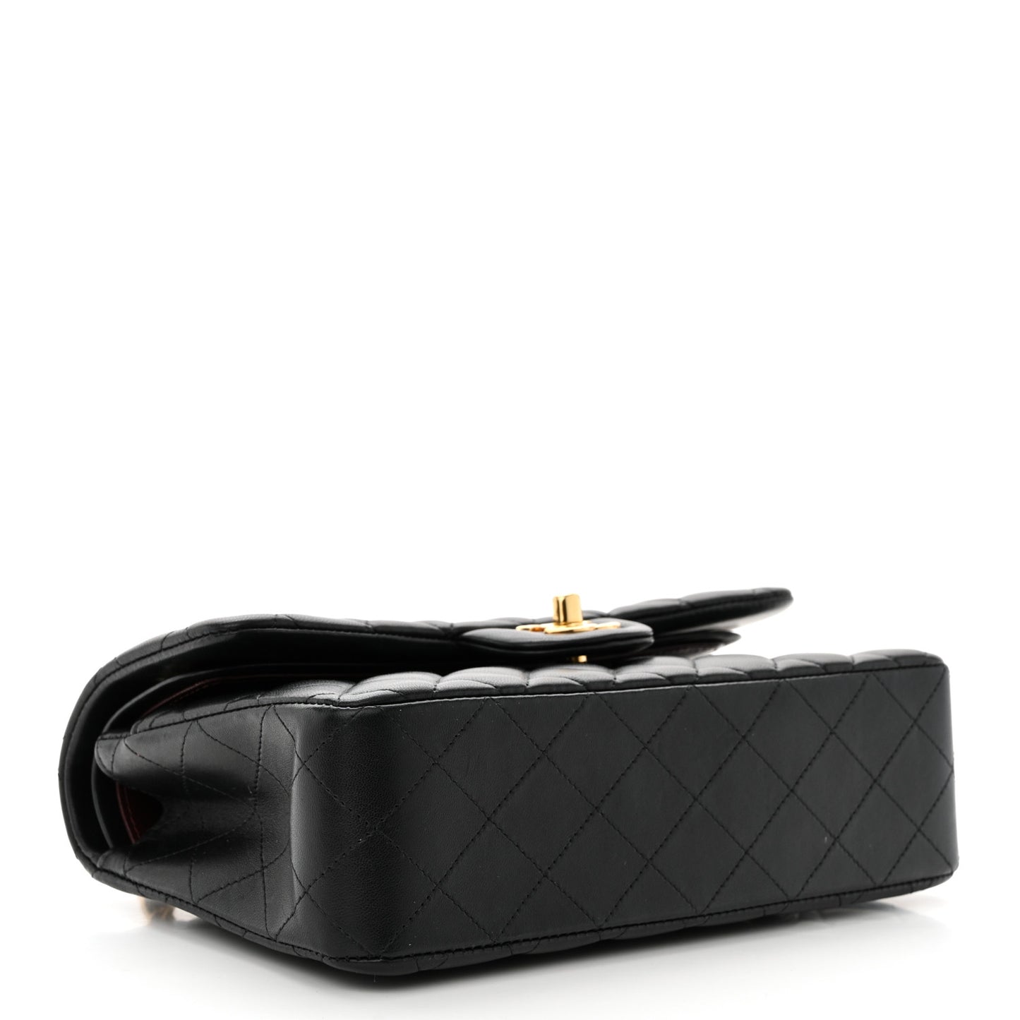 Lambskin Quilted Small Double Flap Black