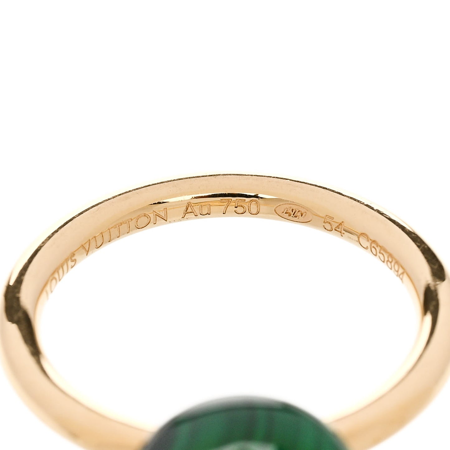 18K Yellow Gold Diamond Malachite Idylle Blossom Ring 54 7