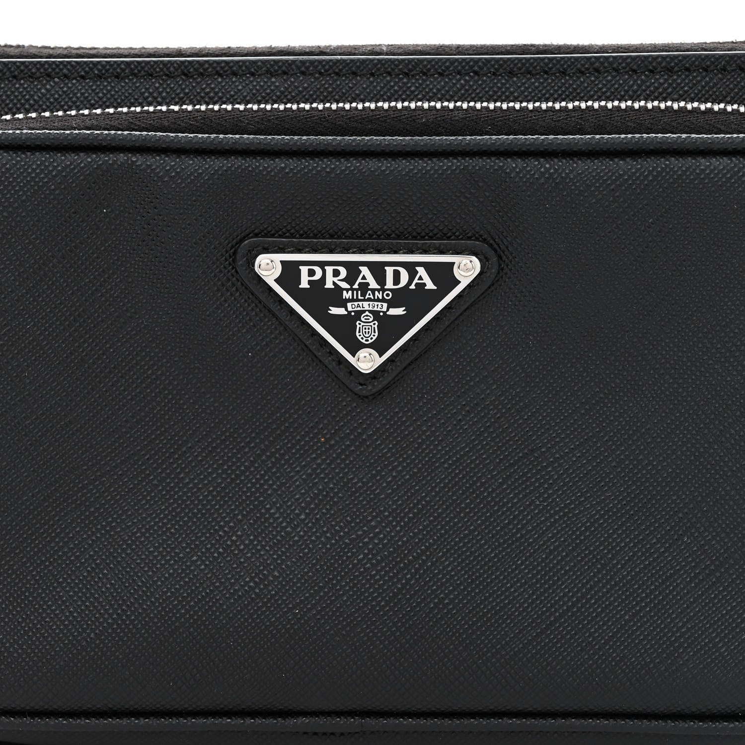 Prada Saffiano Travel Double Zip Crossbody Belt Bag Black 9 of 13