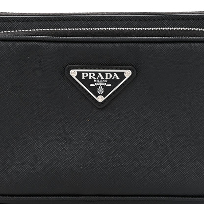 Prada Saffiano Travel Double Zip Crossbody Belt Bag Black 9 of 13
