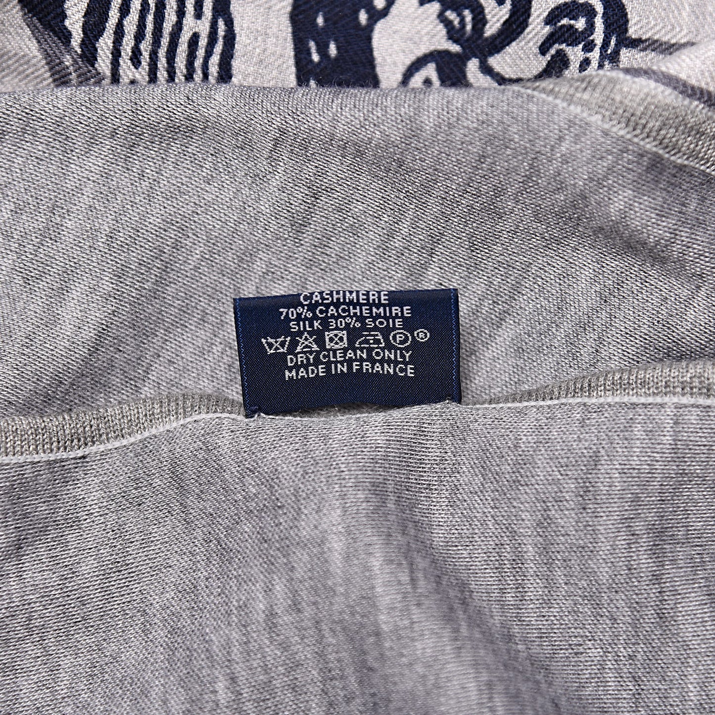 Cashmere Silk Double Jeu Suite Et Poursuite Scarf Gris Chine Marine Gris