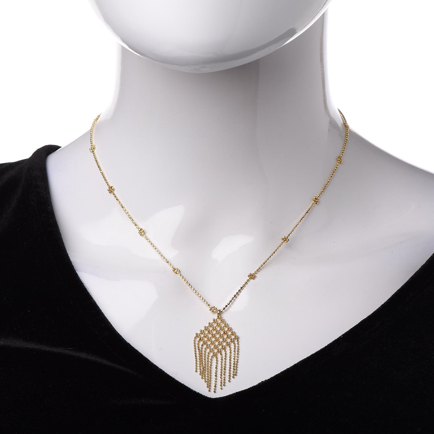 18K Yellow Gold Fringe Drop Pendant Necklace