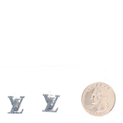 Louis Vuitton Metal Crystal LV Iconic Earrings Aquamarine 2 of 4