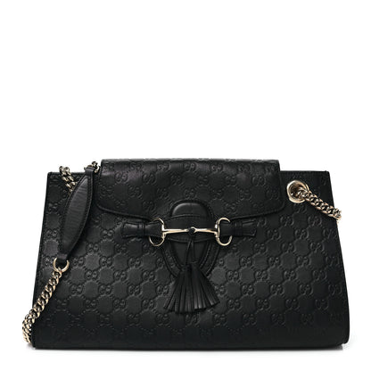 Gucci Guccissima Large Emily Chain Shoulder Bag Black 1 of 9