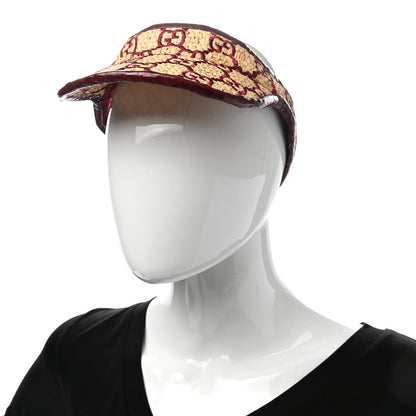 Gucci Raffia Elaphe GG Monogram Embroidered Afraa Visor L Ivory Bordeaux 2 of 8