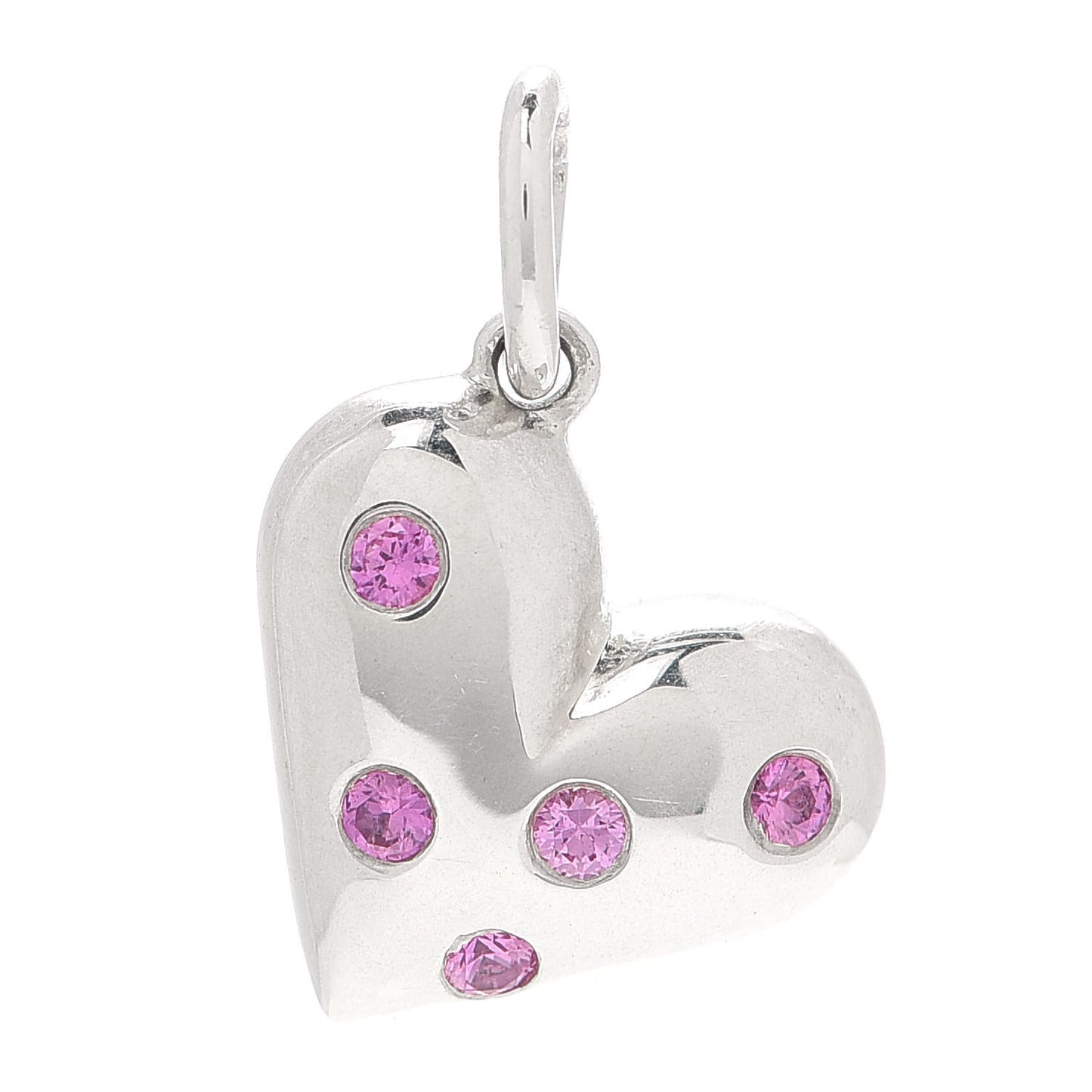 Sterling Silver Pink Sapphire Etoile Heart Charm