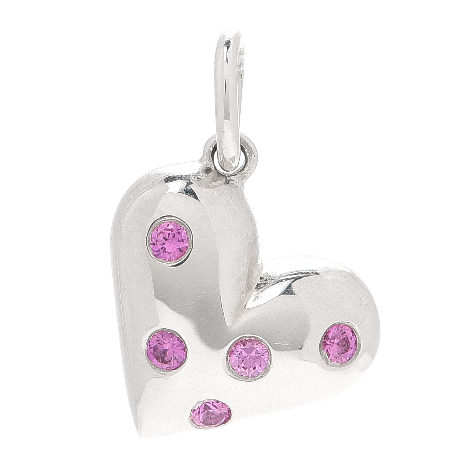 Tiffany Sterling Silver Pink Sapphire Etoile Heart Charm 1 of 3