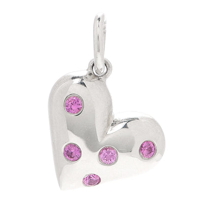 Tiffany Sterling Silver Pink Sapphire Etoile Heart Charm 1 of 3