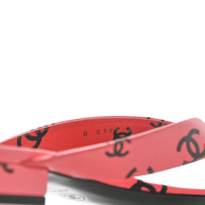 Chanel Lambskin Printed CC Thong Sandals 38 Pink Black 8 of 9