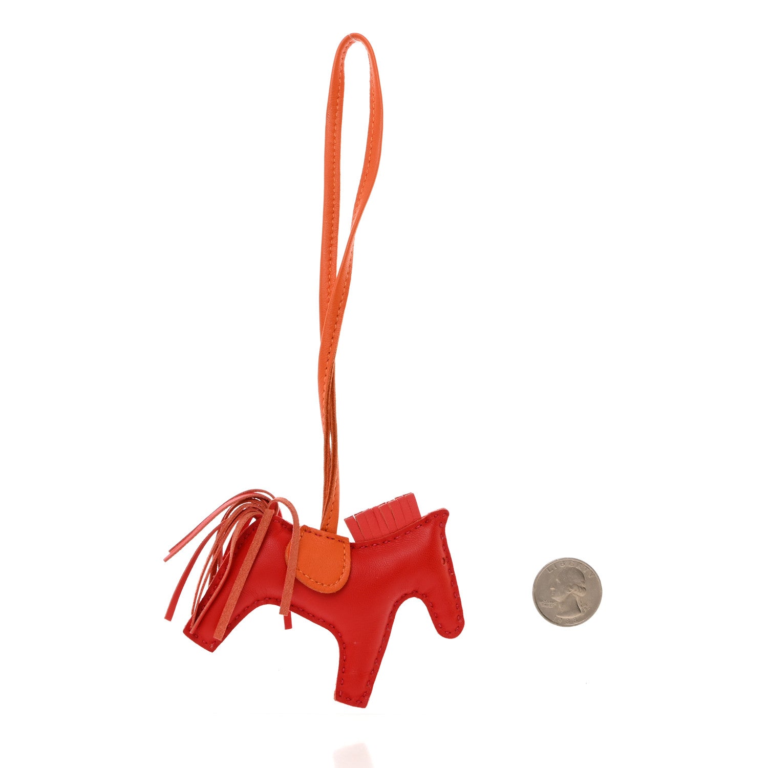 Hermes Milo Lambskin Grigri Rodeo Horse Bag Charm PM Rouge Rose Indien Jaipur Feu 2 of 4