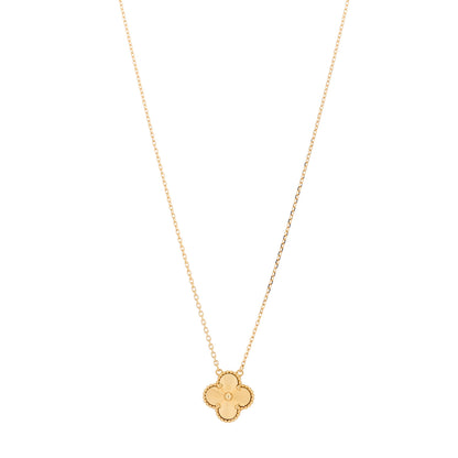 Van Cleef & Arpels 18K Yellow Gold Guilloche Vintage Alhambra Pendant Necklace 1 of 6
