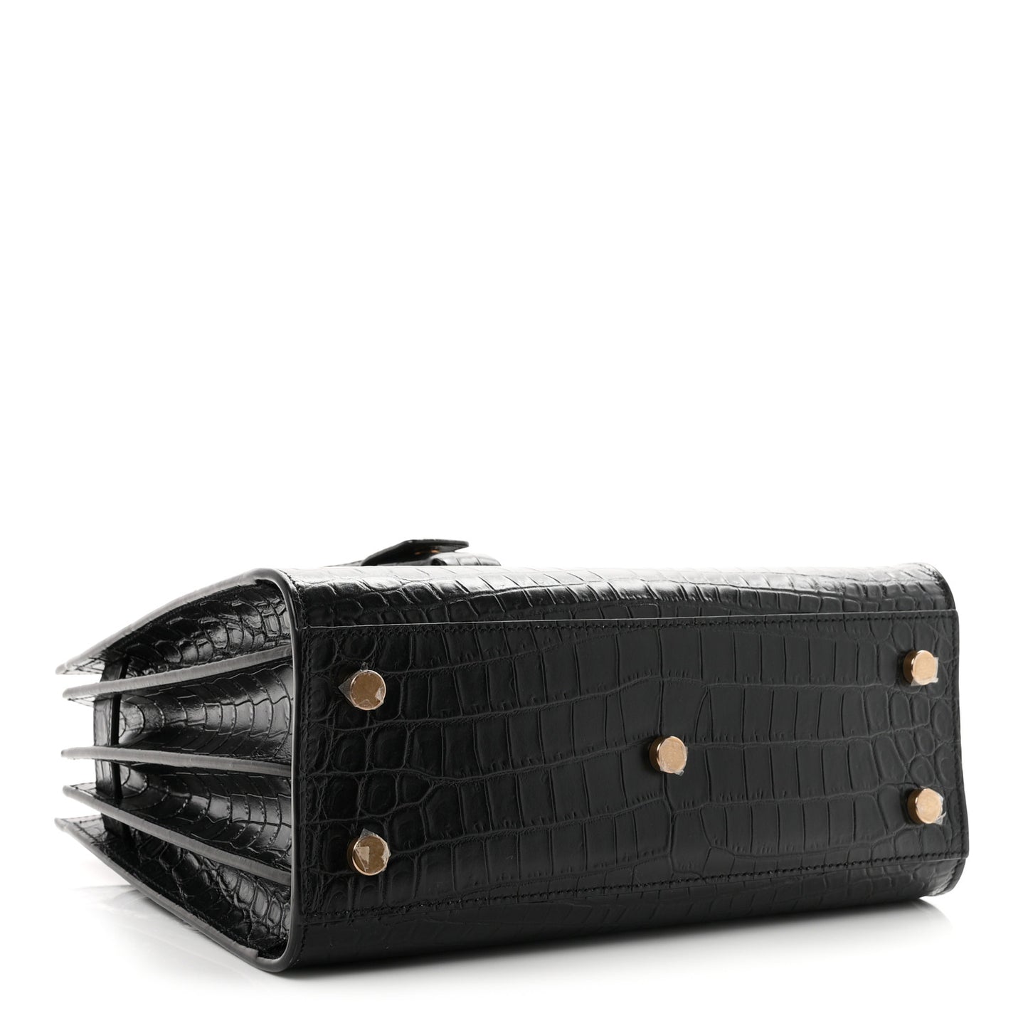 Calfskin Crocodile Embossed Baby Sac De Jour Black