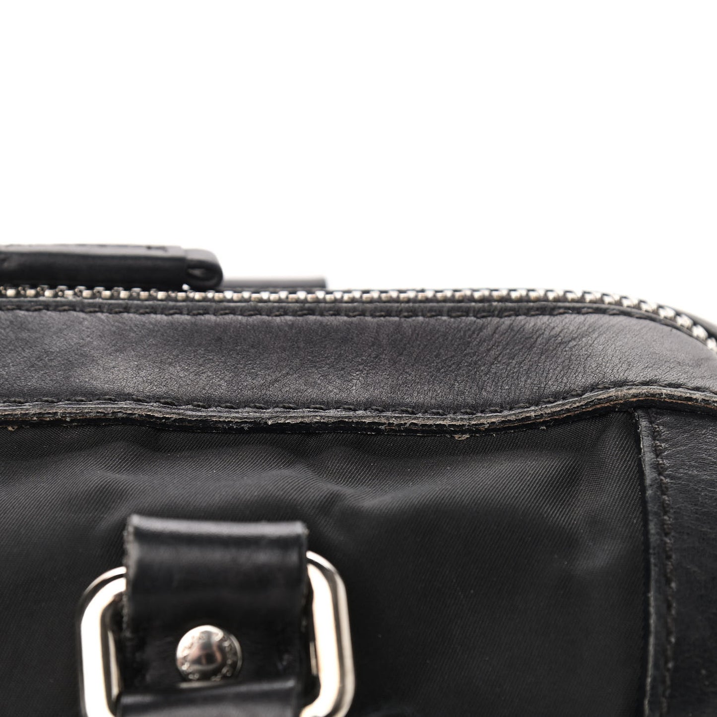 Nylon Calfskin Buckle Shoulder Bag Black