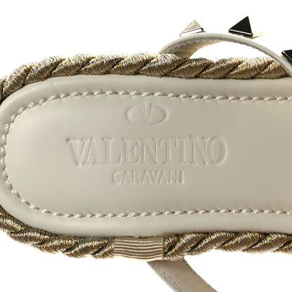Valentino Garavani Calfskin Rockstud Ankle Strap Torchon Espadrille Caged 30/55mm Sandals 37 Light Ivory 7 of 7
