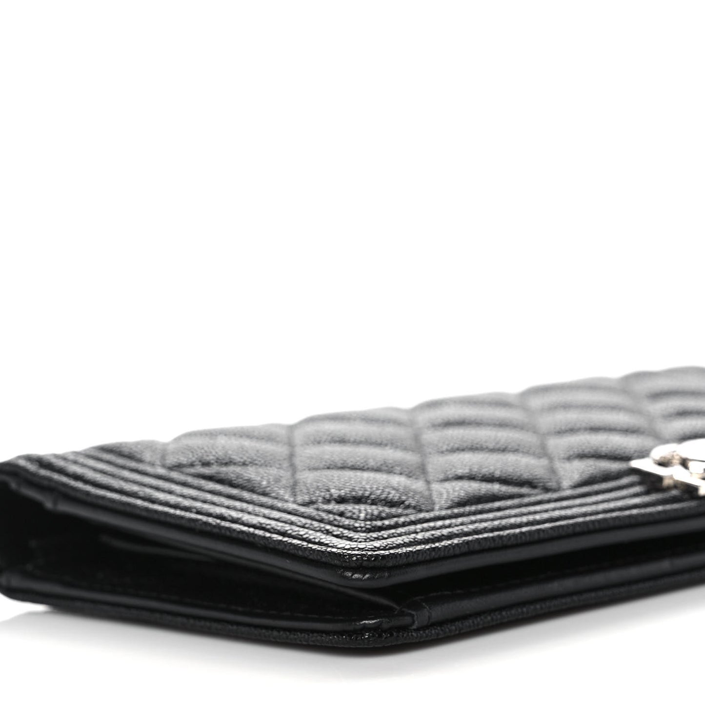 Caviar Quilted Boy Yen Wallet Black