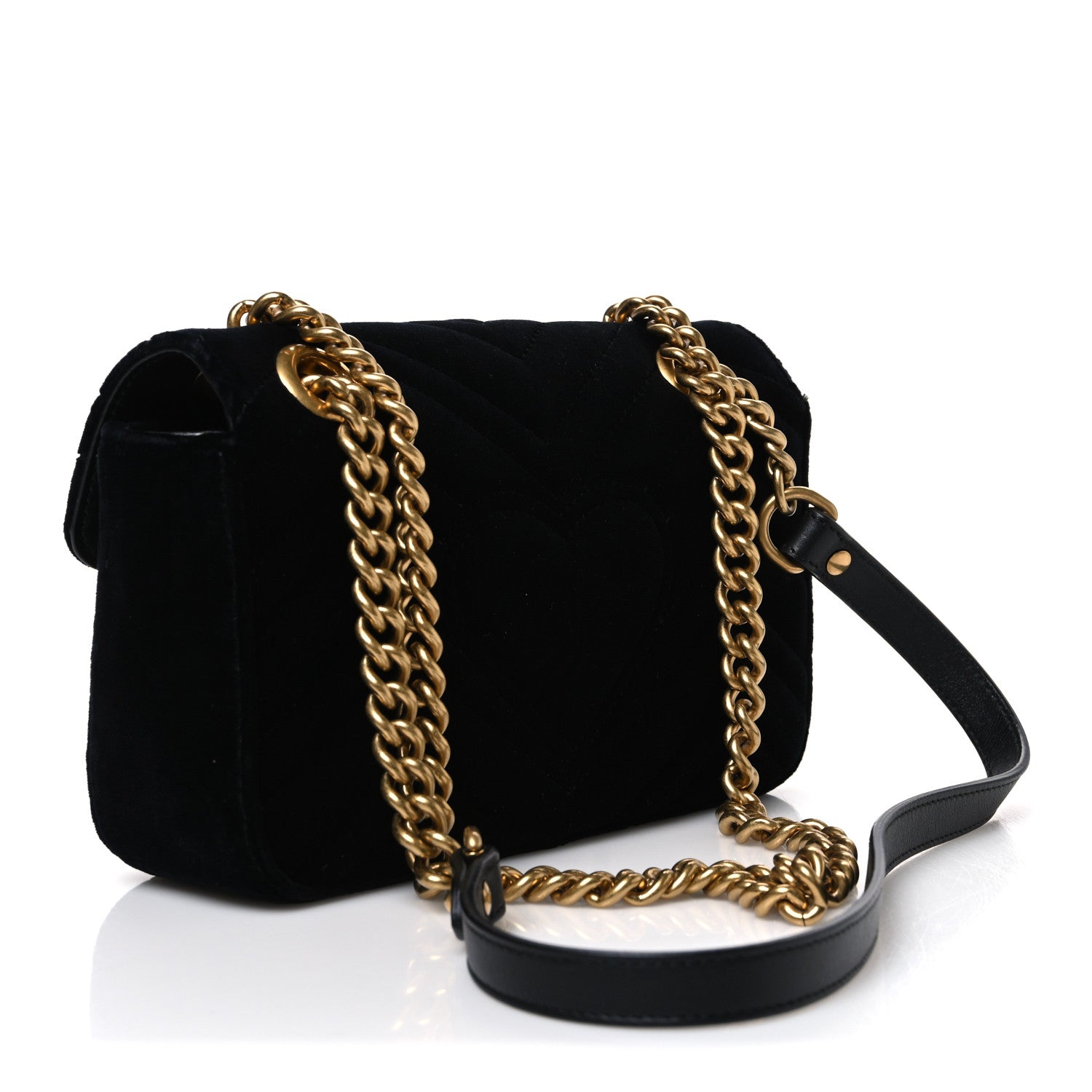 Gucci Velvet Matelasse Mini GG Marmont Shoulder Bag Black 75/30 Black 3 of 11