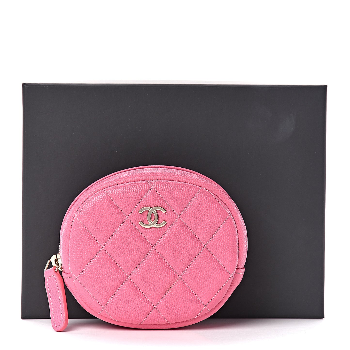 Caviar Quilted Zip Around Classic Coin Purse Pink