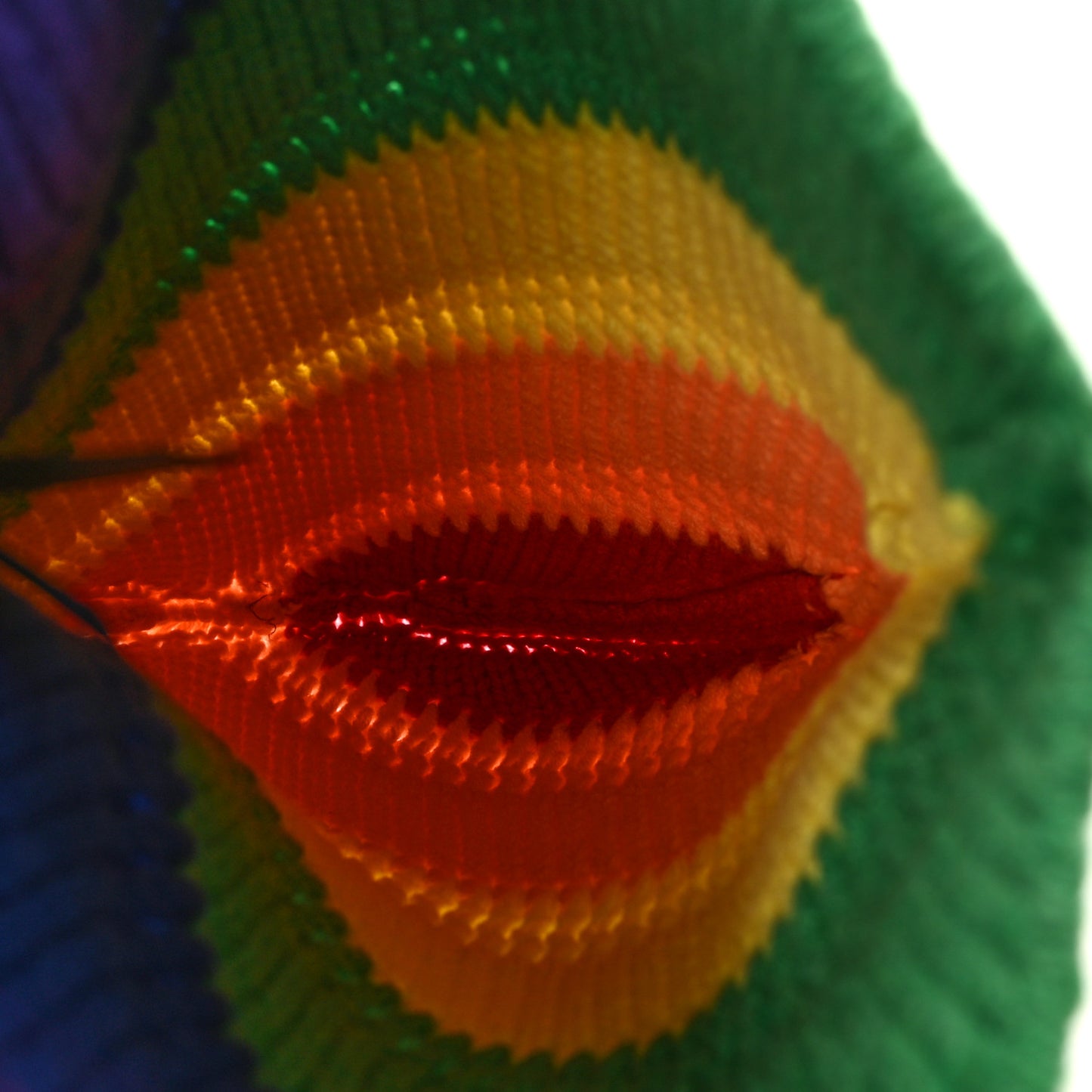 Wool Cashmere Knit Stripe Beanie Hat Rainbow