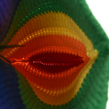 Burberry Wool Cashmere Knit Stripe Beanie Hat Rainbow 4 of 6
