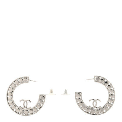 Chanel Crystal CC Hoop Earrings Silver 7 of 8