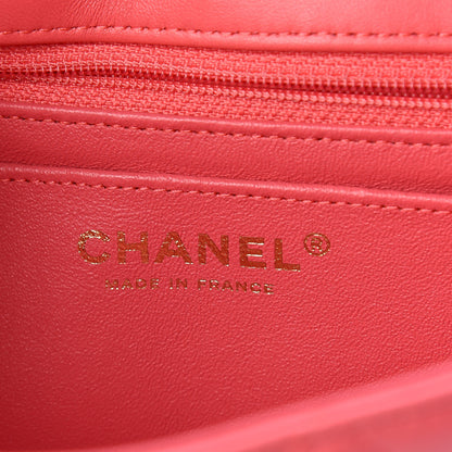 Chanel Lambskin Quilted Studded Mini Rectangular Flap Pink 6 of 10