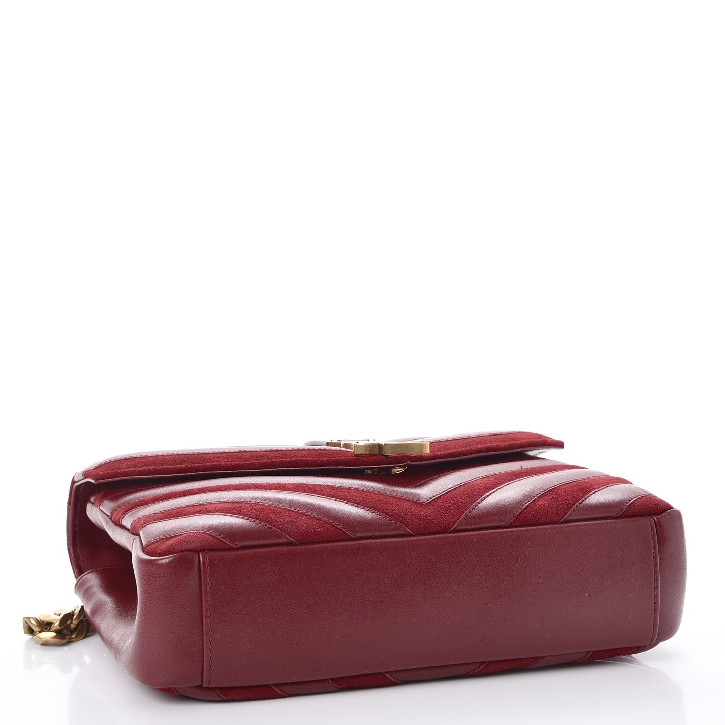 Calfskin Suede Matelasse Chevron Medium Monogram College Bag Burgundy
