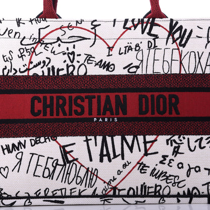 Christian Dior Canvas Embroidered Medium Dioramour Graffiti Book Tote Latte Multicolor 10 of 10
