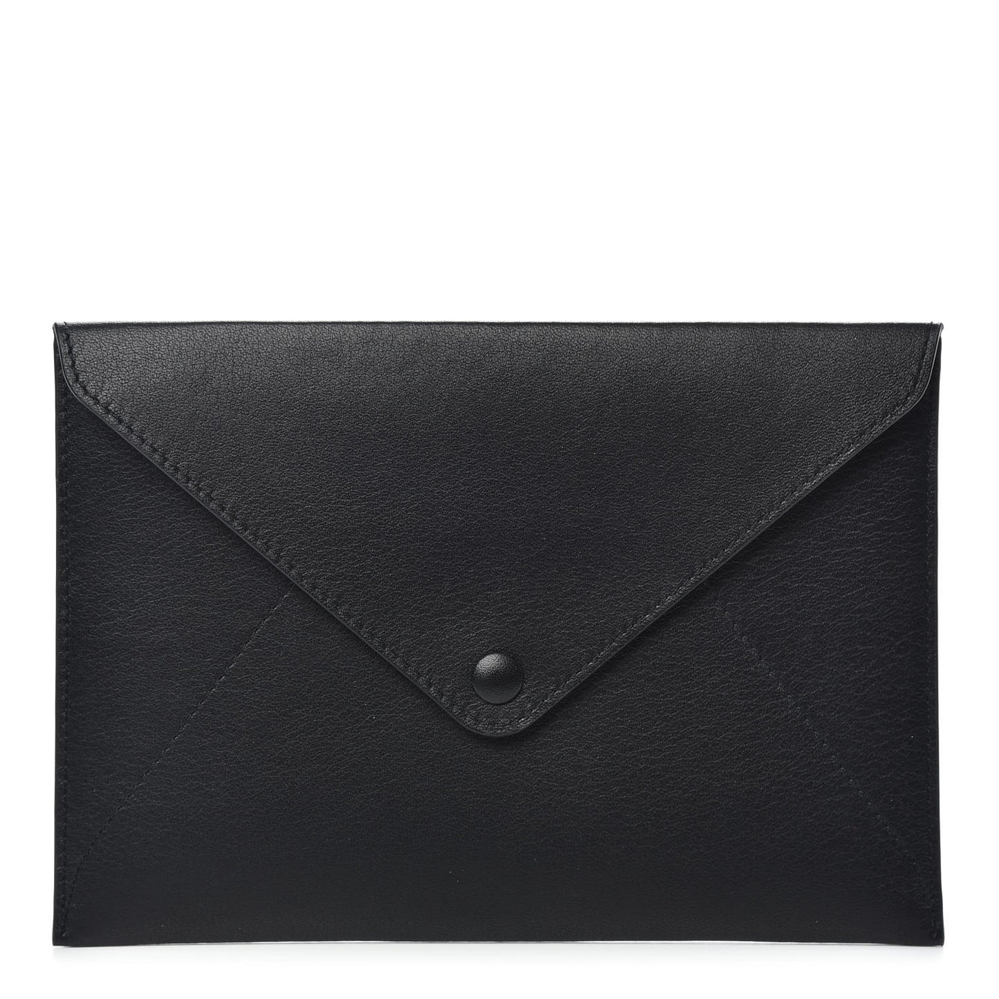 Grained Calfskin Envelope Clutch Black